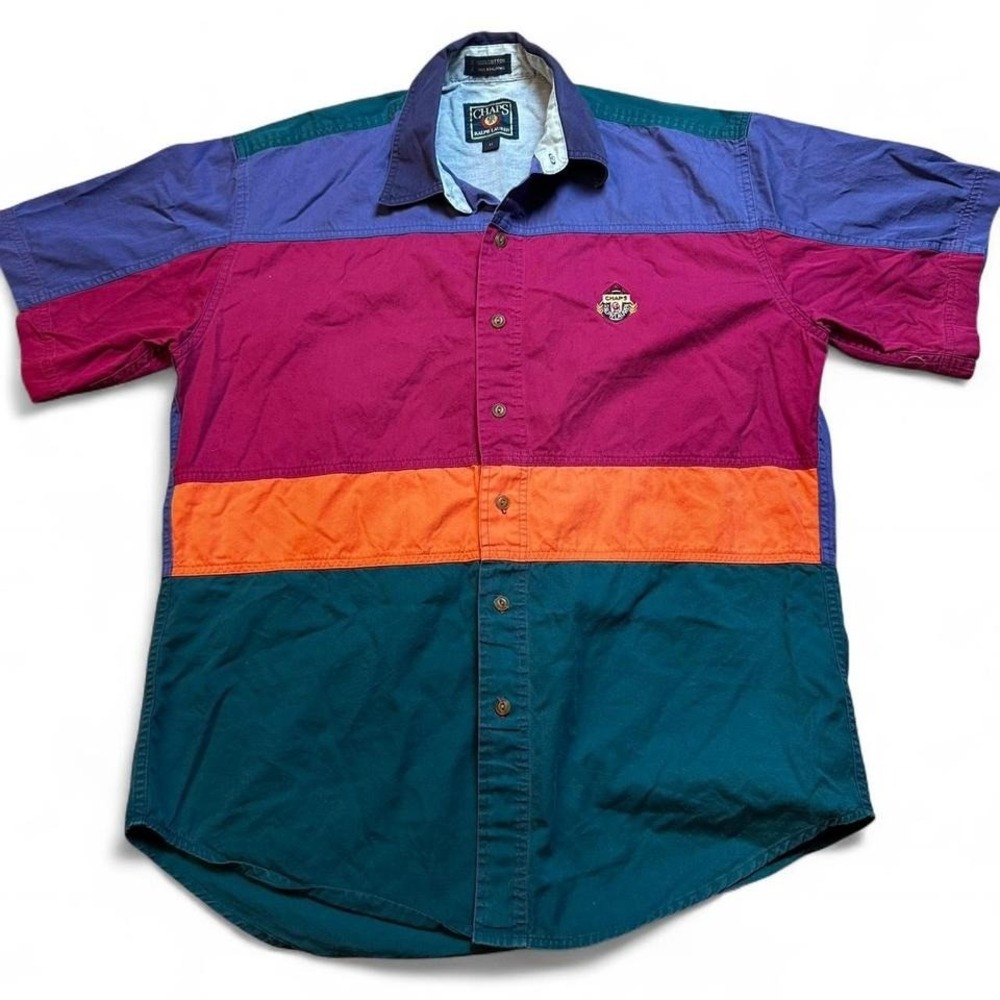 Vintage Chaps‎ Ralph Lauren colorblock preppy button shirt size medium
